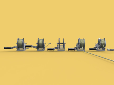 WINCHES HAND CRANK WINCH HOIST WIRE LIFTER ROPE SLING HOOK CRANE 3D Model