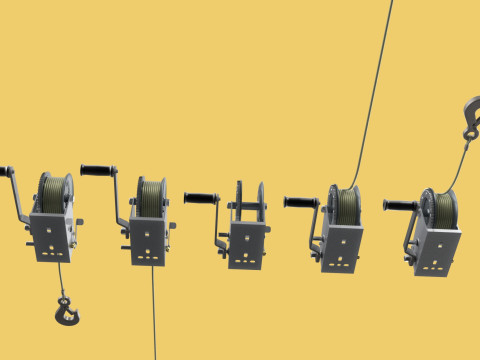 WINCHES HAND CRANK WINCH HOIST WIRE LIFTER ROPE SLING HOOK CRANE 3D Model