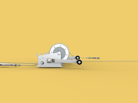 WINCHES HAND CRANK WINCH HOIST WIRE LIFTER ROPE SLING HOOK CRANE 3D Model
