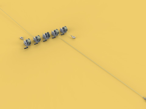 WINCHES HAND CRANK WINCH HOIST WIRE LIFTER ROPE SLING HOOK CRANE 3D Model