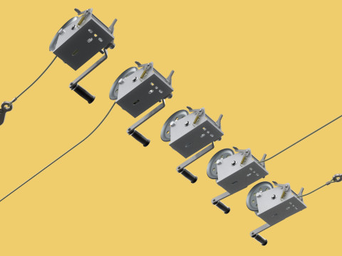 WINCHES HAND CRANK WINCH HOIST WIRE LIFTER ROPE SLING HOOK CRANE 3D Model