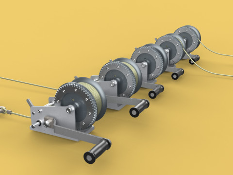 WINCHES HAND CRANK WINCH HOIST WIRE LIFTER ROPE SLING HOOK CRANE 3D Model