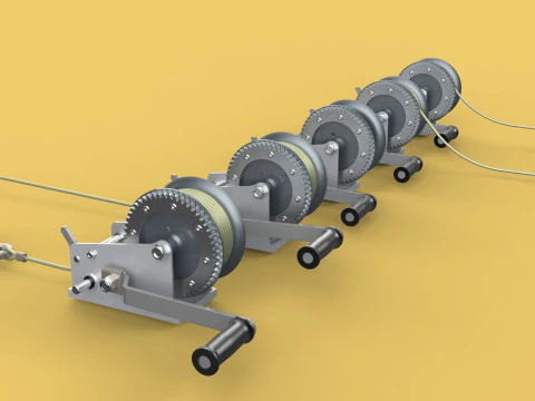WINCHES HAND CRANK WINCH HOIST WIRE LIFTER ROPE SLING HOOK CRANE 3D Model