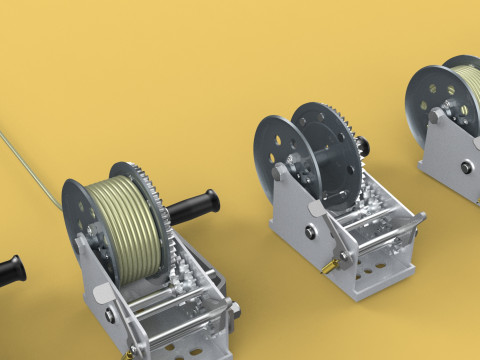WINCHES HAND CRANK WINCH HOIST WIRE LIFTER ROPE SLING HOOK CRANE 3D Model