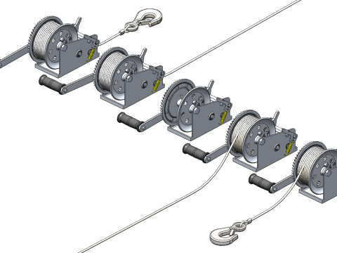 WINCHES HAND CRANK WINCH HOIST WIRE LIFTER ROPE SLING HOOK CRANE 3D Model