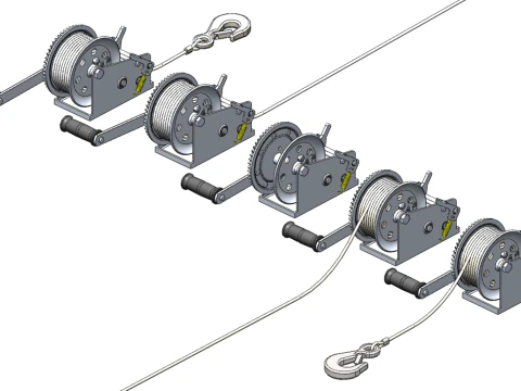 WINCHES HAND CRANK WINCH HOIST WIRE LIFTER ROPE SLING HOOK CRANE 3D Model