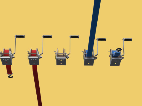 WINCHES HAND CRANK WINCH HOIST BELT WEBBING STRAP HOOK CRANE TON 3D Model