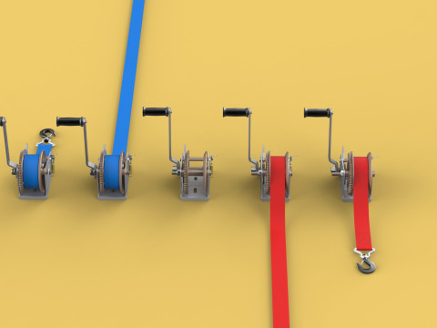 WINCHES HAND CRANK WINCH HOIST BELT WEBBING STRAP HOOK CRANE TON 3D Model