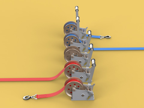 WINCHES HAND CRANK WINCH HOIST BELT WEBBING STRAP HOOK CRANE TON 3D Model