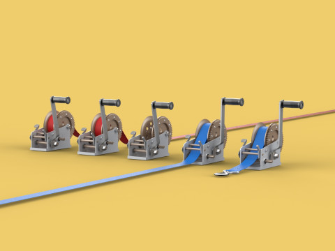 WINCHES HAND CRANK WINCH HOIST BELT WEBBING STRAP HOOK CRANE TON 3D Model