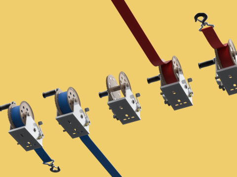 WINCHES HAND CRANK WINCH HOIST BELT WEBBING STRAP HOOK CRANE TON 3D Model