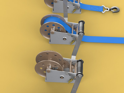 WINCHES HAND CRANK WINCH HOIST BELT WEBBING STRAP HOOK CRANE TON 3D Model