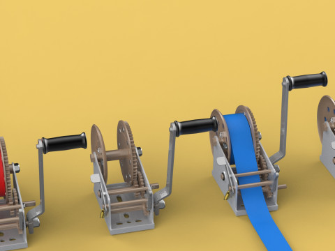 WINCHES HAND CRANK WINCH HOIST BELT WEBBING STRAP HOOK CRANE TON 3D Model