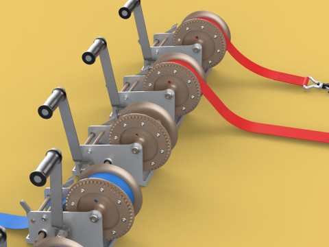 WINCHES HAND CRANK WINCH HOIST BELT WEBBING STRAP HOOK CRANE TON 3D Model