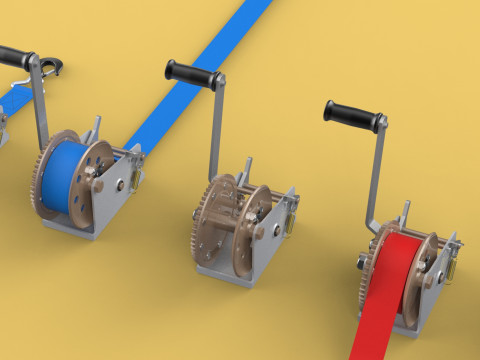 WINCHES HAND CRANK WINCH HOIST BELT WEBBING STRAP HOOK CRANE TON 3D Model