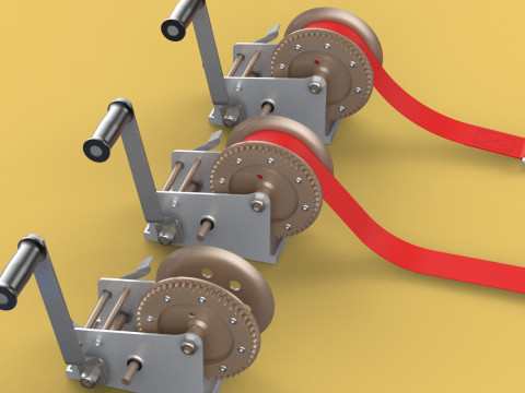 WINCHES HAND CRANK WINCH HOIST BELT WEBBING STRAP HOOK CRANE TON 3D Model