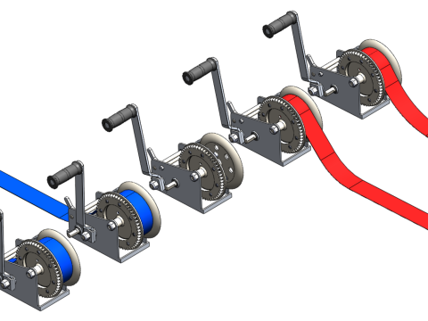 WINCHES HAND CRANK WINCH HOIST BELT WEBBING STRAP HOOK CRANE TON 3D Model