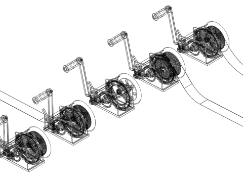 WINCHES HAND CRANK WINCH HOIST BELT WEBBING STRAP HOOK CRANE TON 3D Model
