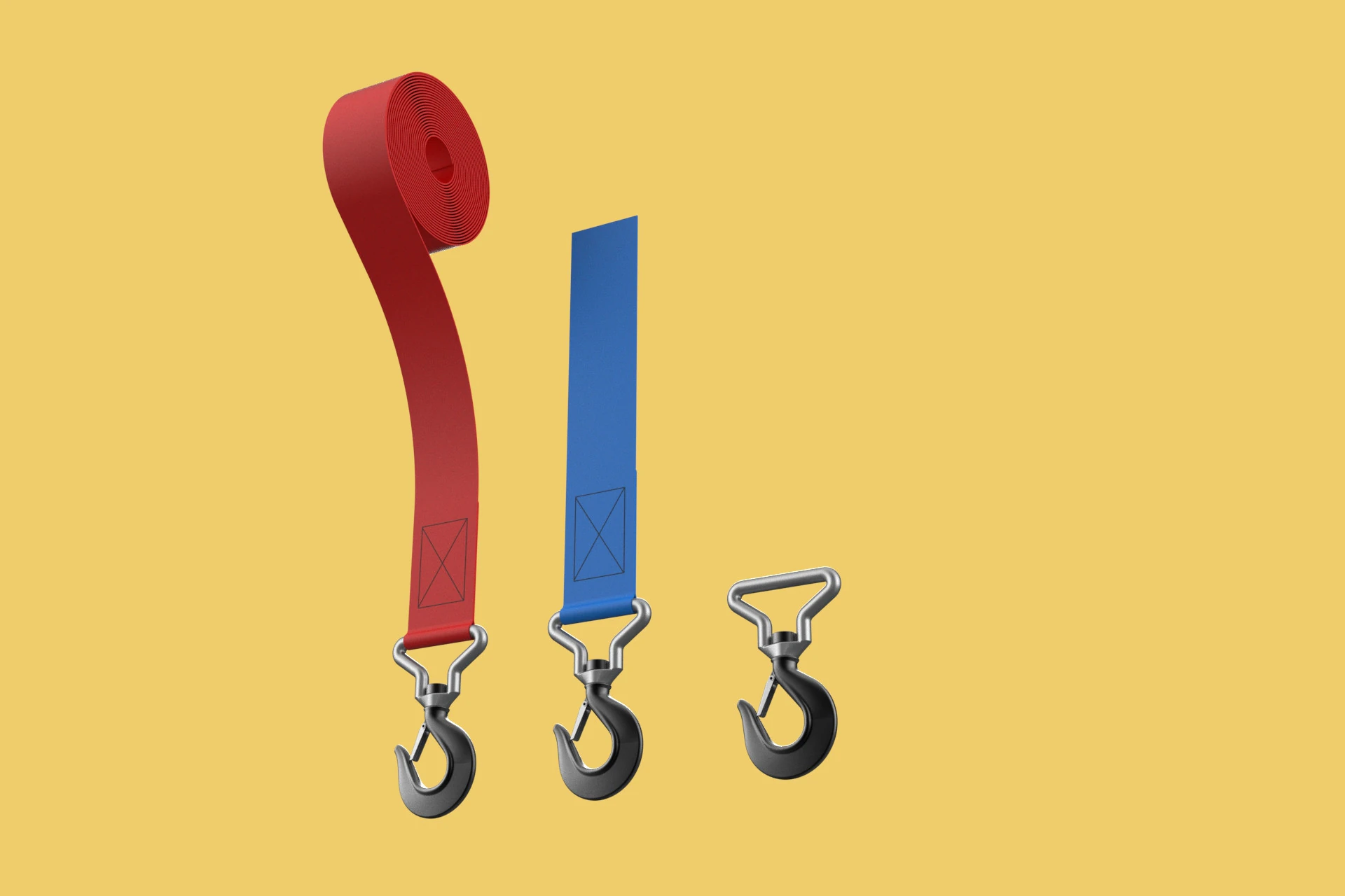 STANDARD HOOKS LIFTING CRANE STEEL HOOK HOIST BELT WEBBING STRAP 3D Model .c4d .max .obj .3ds .fbx .stl .blend