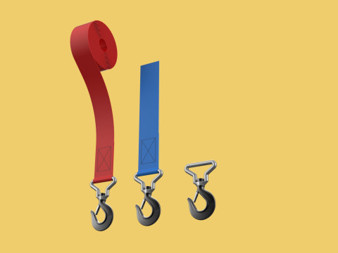 STANDARD HOOKS LIFTING CRANE STEEL HOOK HOIST BELT WEBBING STRAP 3Dモデル