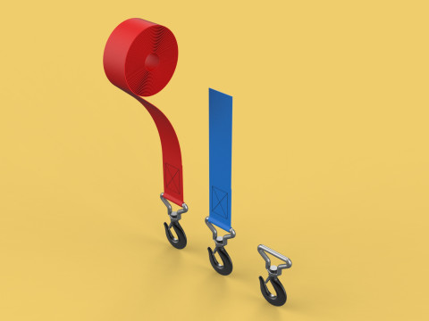 STANDARD HOOKS LIFTING CRANE STEEL HOOK HOIST BELT WEBBING STRAP 3D Модель