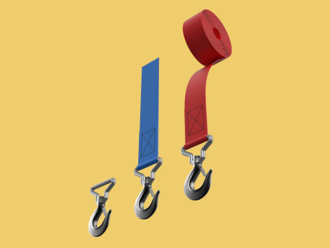 STANDARD HOOKS LIFTING CRANE STEEL HOOK HOIST BELT WEBBING STRAP 3D Модель