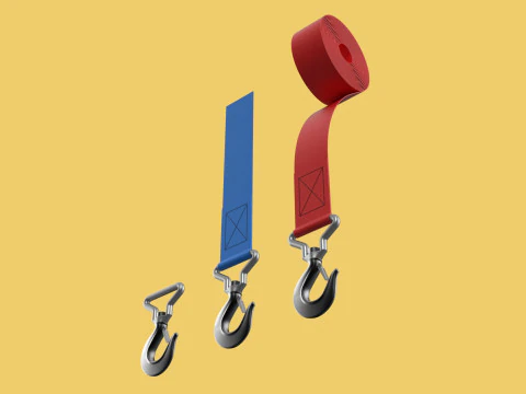 STANDARD HOOKS LIFTING CRANE STEEL HOOK HOIST BELT WEBBING STRAP 3D Model