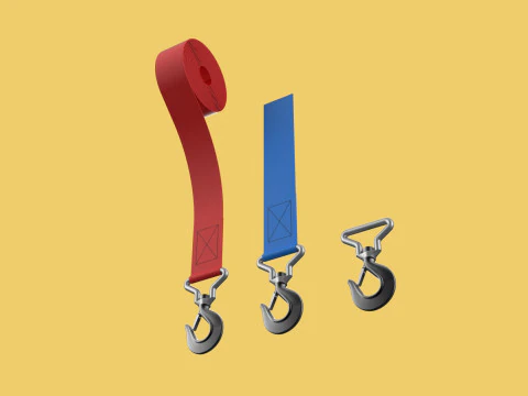 STANDARD HOOKS LIFTING CRANE STEEL HOOK HOIST BELT WEBBING STRAP 3D Model