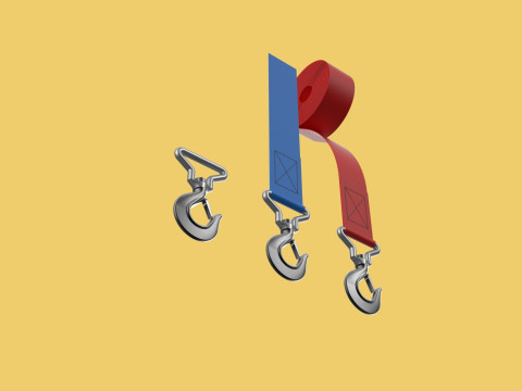 STANDARD HOOKS LIFTING CRANE STEEL HOOK HOIST BELT WEBBING STRAP 3D Модель