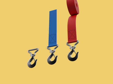 STANDARD HOOKS LIFTING CRANE STEEL HOOK HOIST BELT WEBBING STRAP 3D Модель