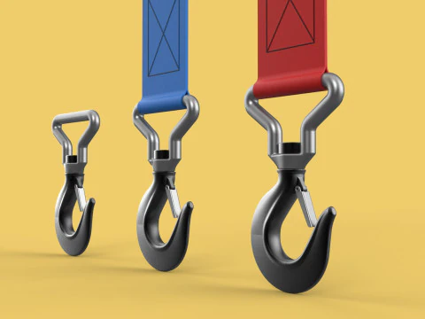 STANDARD HOOKS LIFTING CRANE STEEL HOOK HOIST BELT WEBBING STRAP 3D Model