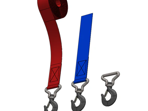 STANDARD HOOKS LIFTING CRANE STEEL HOOK HOIST BELT WEBBING STRAP 3D Model
