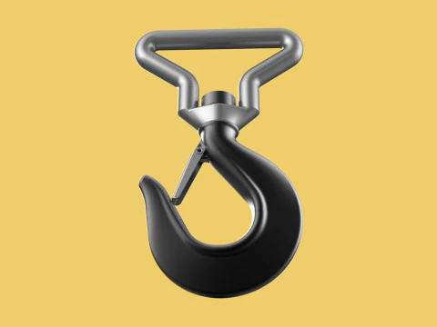 단조 단일 리프팅 크레인 톤 후크 호이스트 래치 합금강 3D 모델