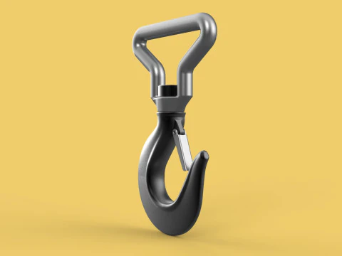 FORGED SINGLE LIFTING CRANE TON HOOK HOIST LATCH ALLOY STEEL 3D Model