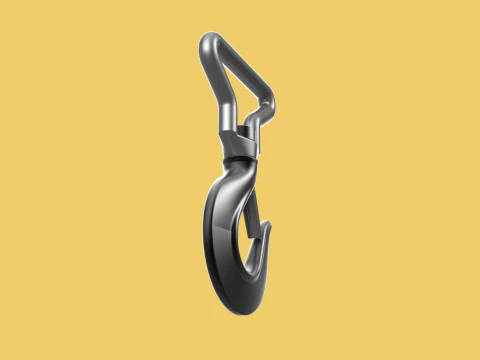 FORGED SINGLE LIFTING CRANE TON HOOK HOIST LATCH ALLOY STEEL 3D Model