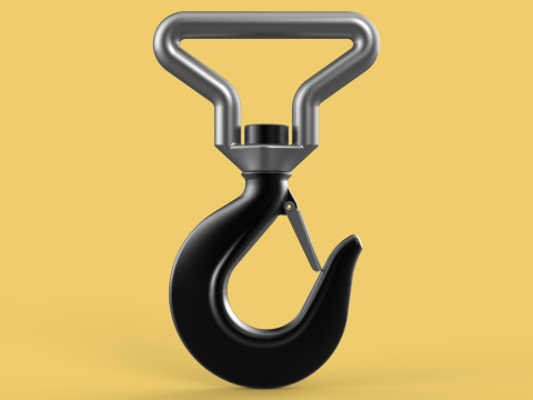 FORGED SINGLE LIFTING CRANE TON HOOK HOIST LATCH ALLOY STEEL Modelo 3D