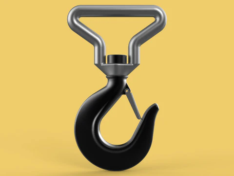 FORGED SINGLE LIFTING CRANE TON HOOK HOIST LATCH ALLOY STEEL 3D Model