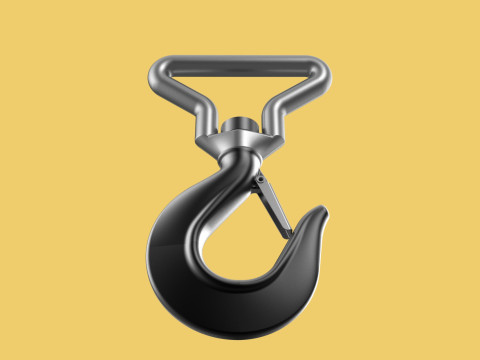 FORGED SINGLE LIFTING CRANE TON HOOK HOIST LATCH ALLOY STEEL Modelo 3D