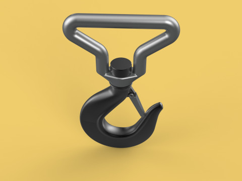 FORGED SINGLE LIFTING CRANE TON HOOK HOIST LATCH ALLOY STEEL Modelo 3D