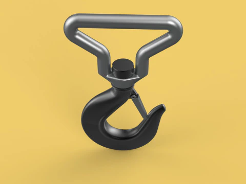 FORGED SINGLE LIFTING CRANE TON HOOK HOIST LATCH ALLOY STEEL 3D Model