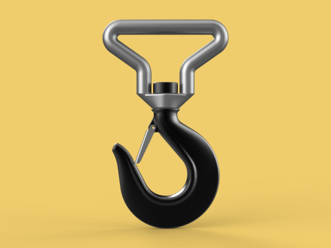 FORGED SINGLE LIFTING CRANE TON HOOK HOIST LATCH ALLOY STEEL Modelo 3D