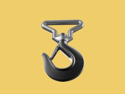 FORGED SINGLE LIFTING CRANE TON HOOK HOIST LATCH ALLOY STEEL 3D Model