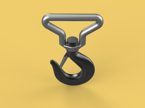 FORGED SINGLE LIFTING CRANE TON HOOK HOIST LATCH ALLOY STEEL Modelo 3D