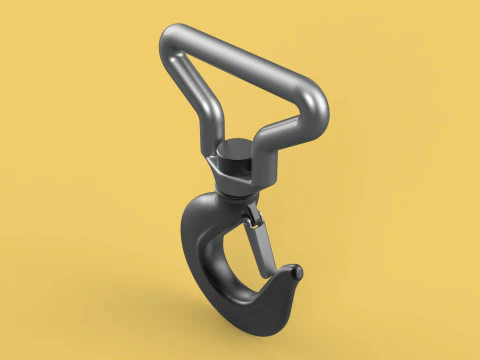 FORGED SINGLE LIFTING CRANE TON HOOK HOIST LATCH ALLOY STEEL 3D Model