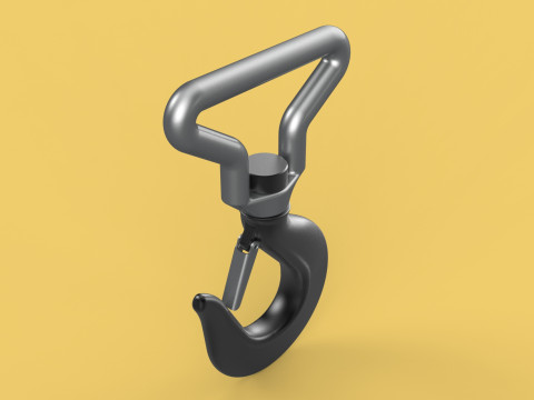 FORGED SINGLE LIFTING CRANE TON HOOK HOIST LATCH ALLOY STEEL Modelo 3D