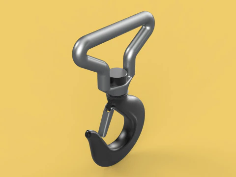 FORGED SINGLE LIFTING CRANE TON HOOK HOIST LATCH ALLOY STEEL 3D Model