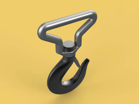 FORGED SINGLE LIFTING CRANE TON HOOK HOIST LATCH ALLOY STEEL 3D Model