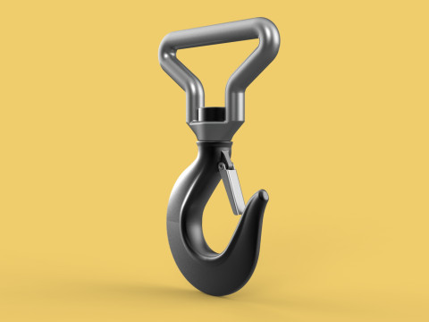 FORGED SINGLE LIFTING CRANE TON HOOK HOIST LATCH ALLOY STEEL Modelo 3D