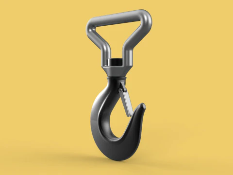FORGED SINGLE LIFTING CRANE TON HOOK HOIST LATCH ALLOY STEEL 3D Model