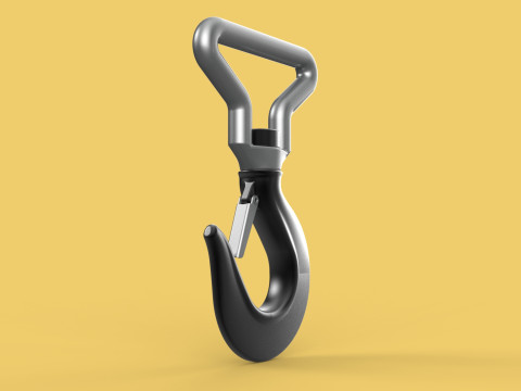 FORGED SINGLE LIFTING CRANE TON HOOK HOIST LATCH ALLOY STEEL Modelo 3D